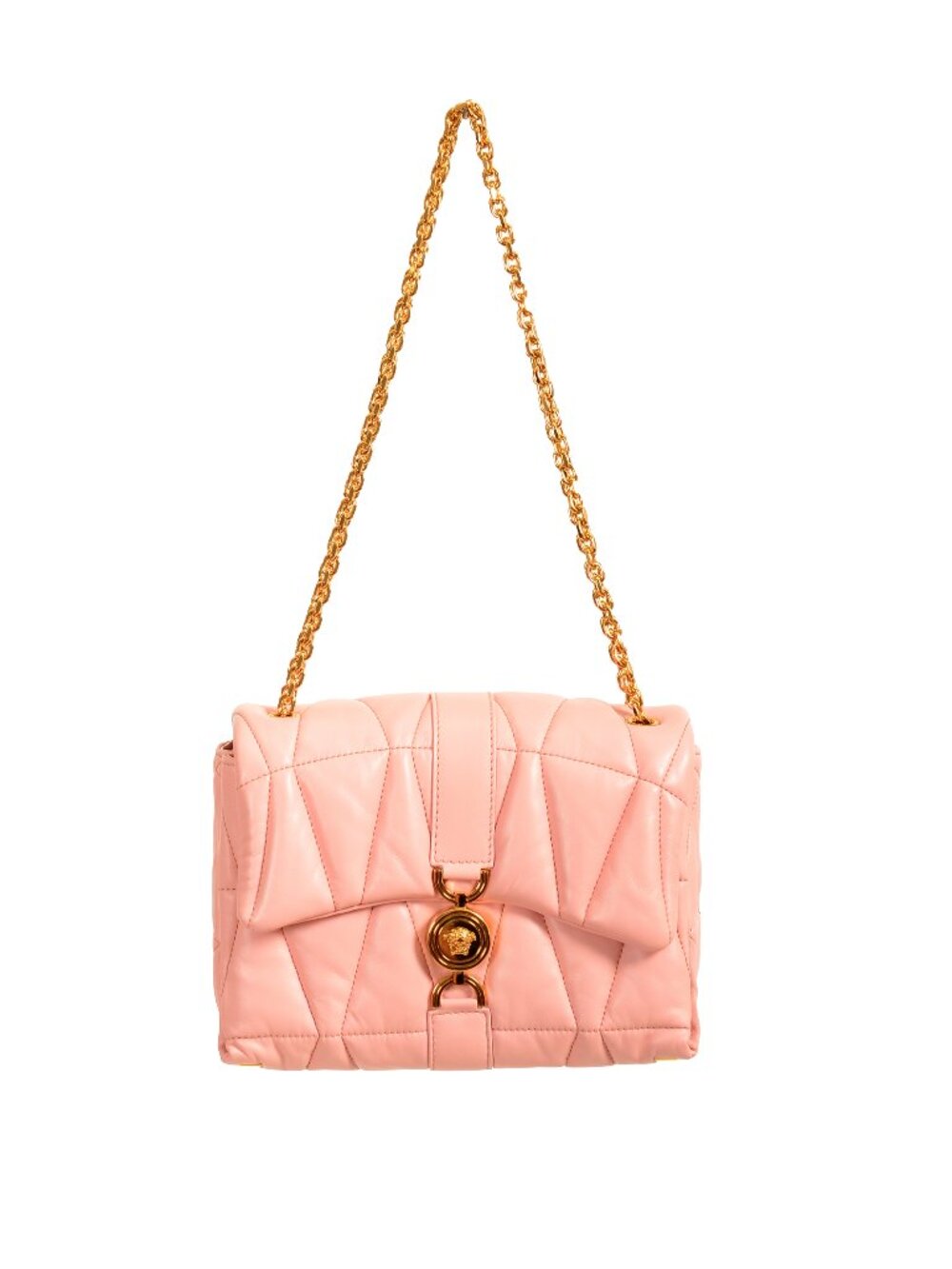 Versace Women's Pink Soft Leather Gold Medusa Handbag Shoulder Bag